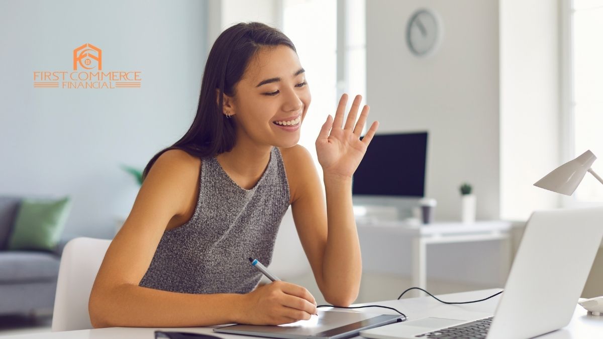 homebuyer attends a zoom video presentation for mortgage options